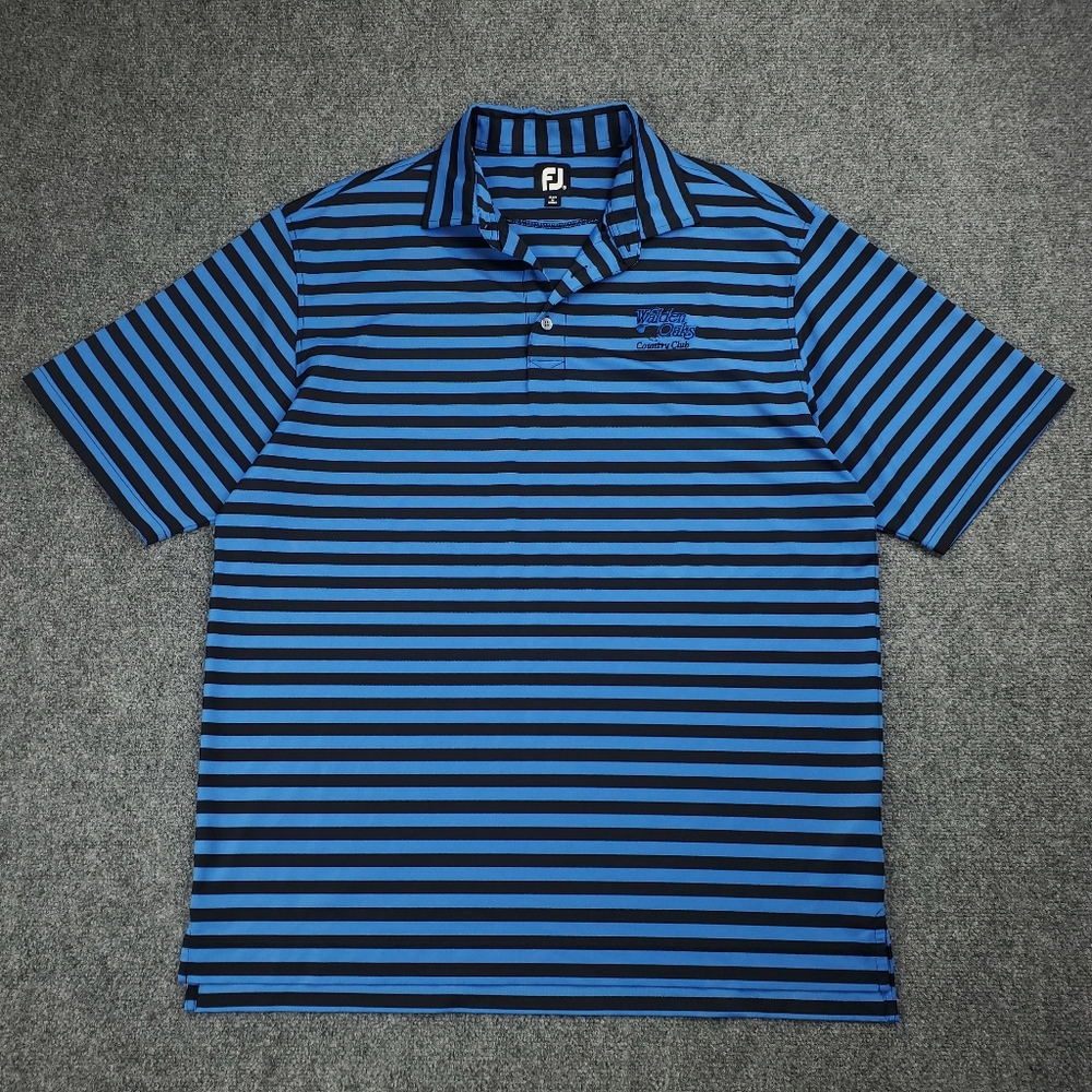 FootJoy FJ Polo Shirt Mens XL Golf Performance Blue Black Striped Athletic - Picture 10 of 10